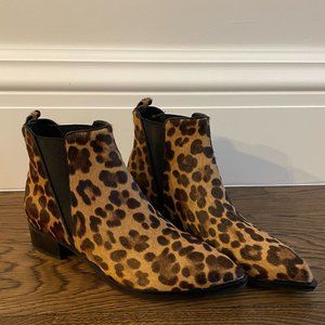 Marc Fisher Calf Hair Leopard Print Yaley Pointed Toe Booties